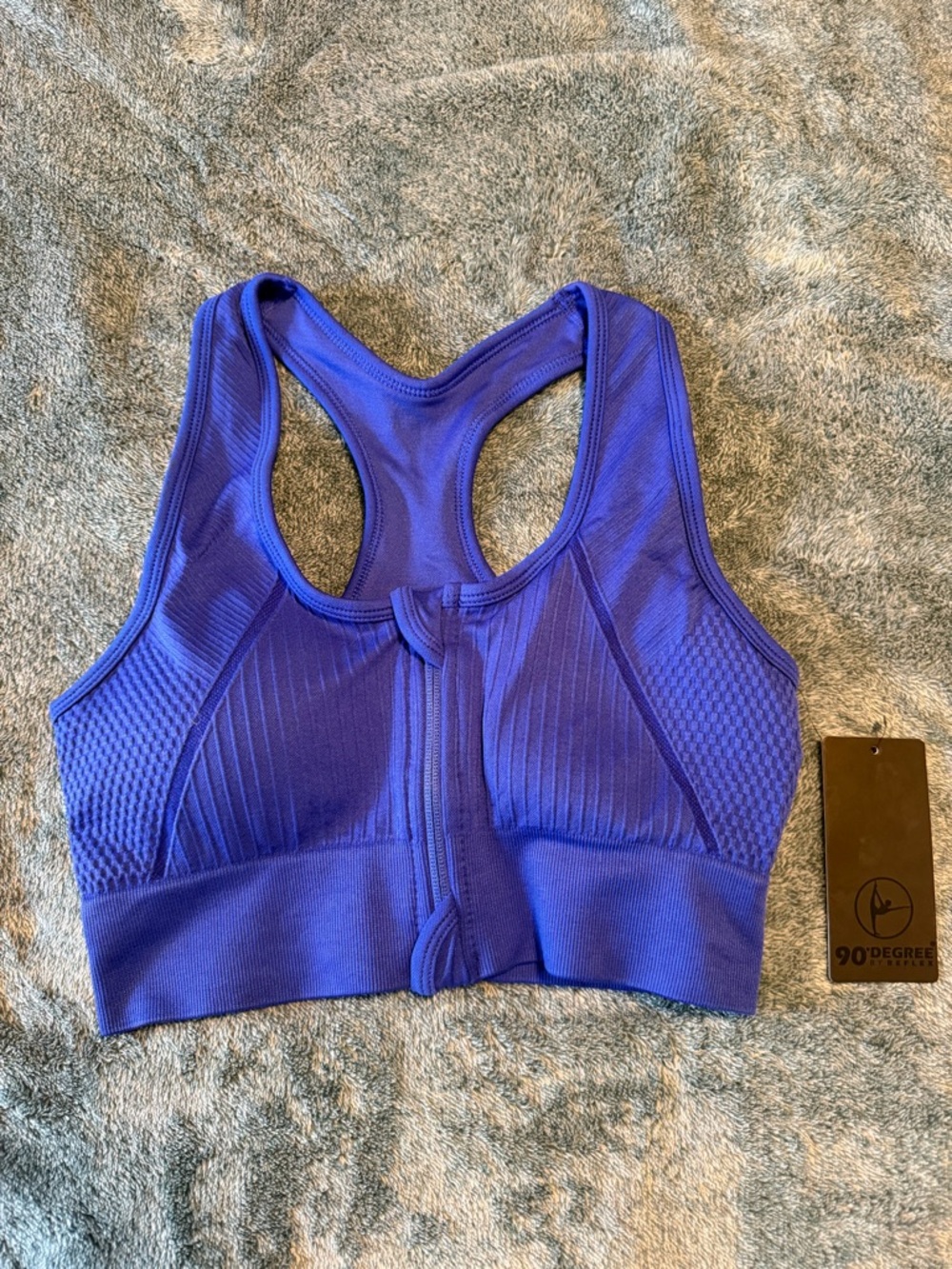 90 Degree by Reflex Royal Blue‎ Front-Zip Racerback Sports Bra Size Small NWT